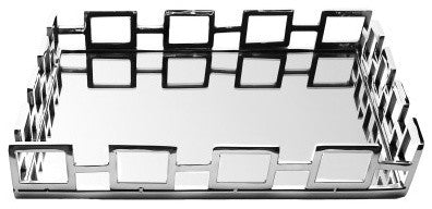 Classic Touch Square Mirror Tray with Square Design Sides
