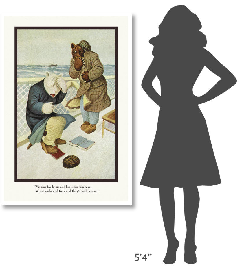 "Teddy Roosevelt's Bears: Teddy B and Teddy G Are Seasick" Paper Art, 34"x50"