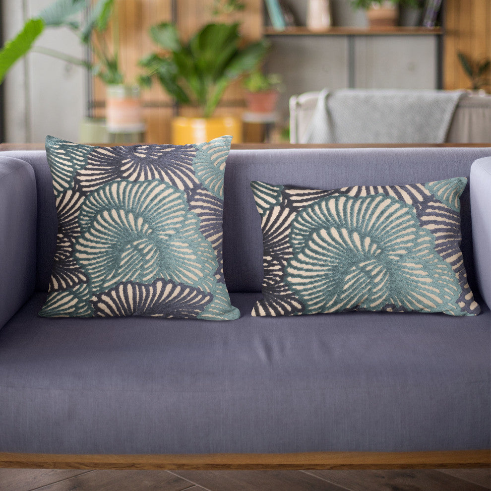 Plutus Blue Plush Damask Luxury Throw Pillow, 20"x26"