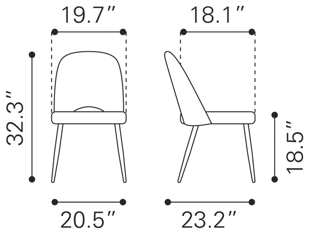 Dining Chair, Set of 2, Steel Metal, Fabric, Gray, Black, Cafe Bistro