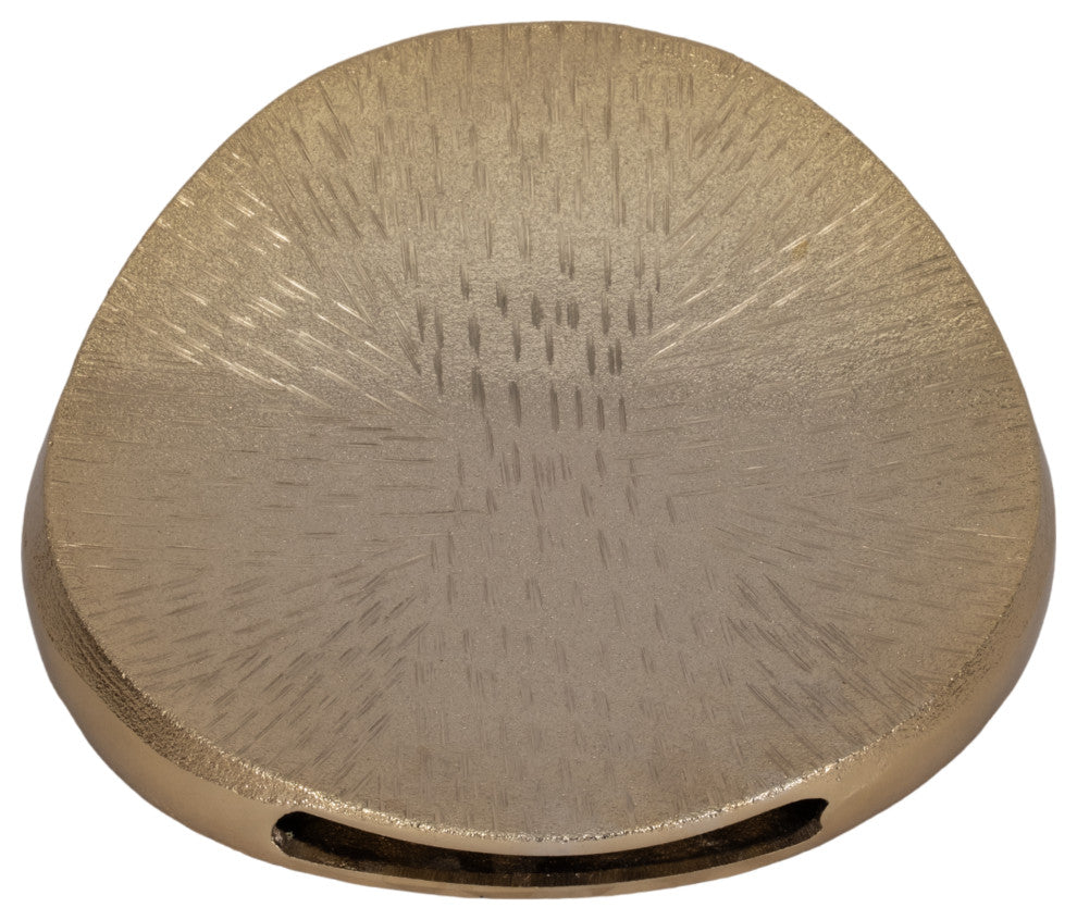 Metal, 12" Etched Oval Vase, Champagne