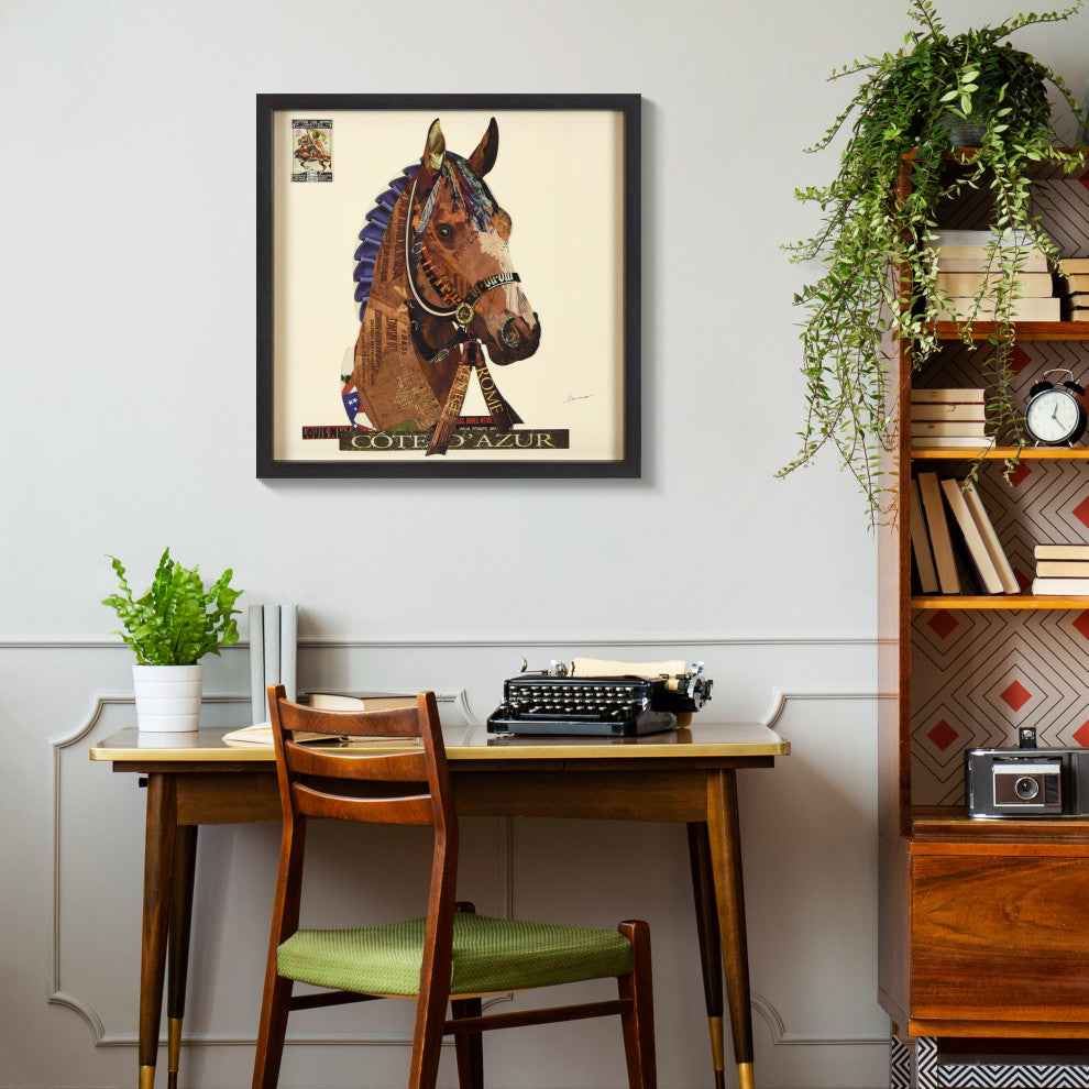 "Graceful Gallop" Dimensional Collage, Under Glass, A Shadow Box Frame