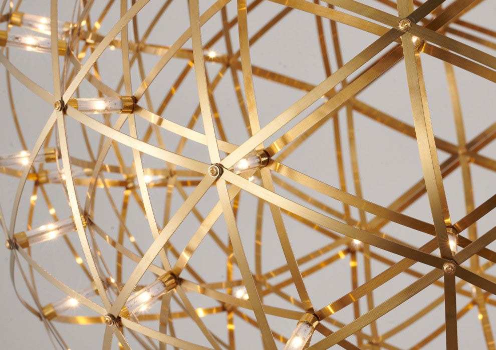 92-Light Gold Stainless Steel LED Chandelier With LED Star Lights