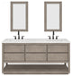 Oakman Marble Top Vanity in Grey Oak, 72", Vanity With Mirror