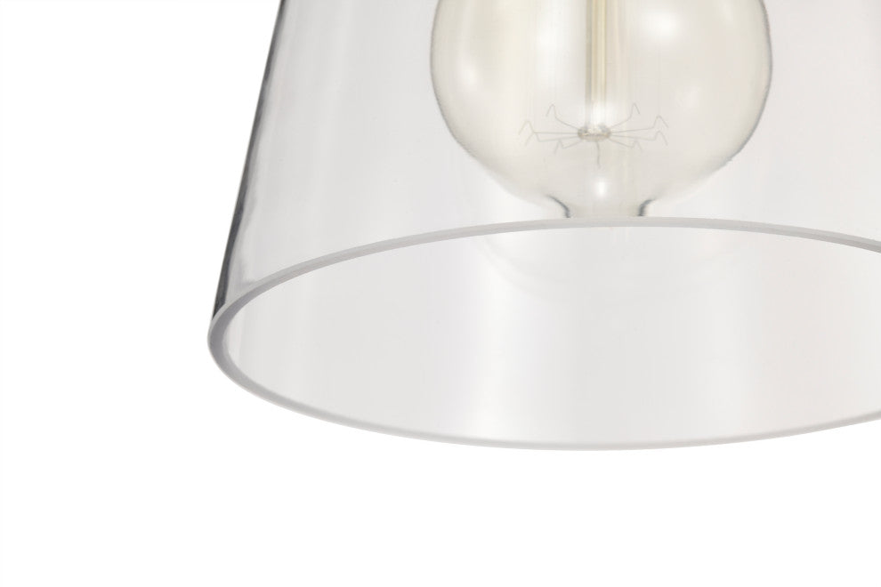 Briarwood 1-Light Matte Black Modern Pendant With Clear Cone Glass Shade
