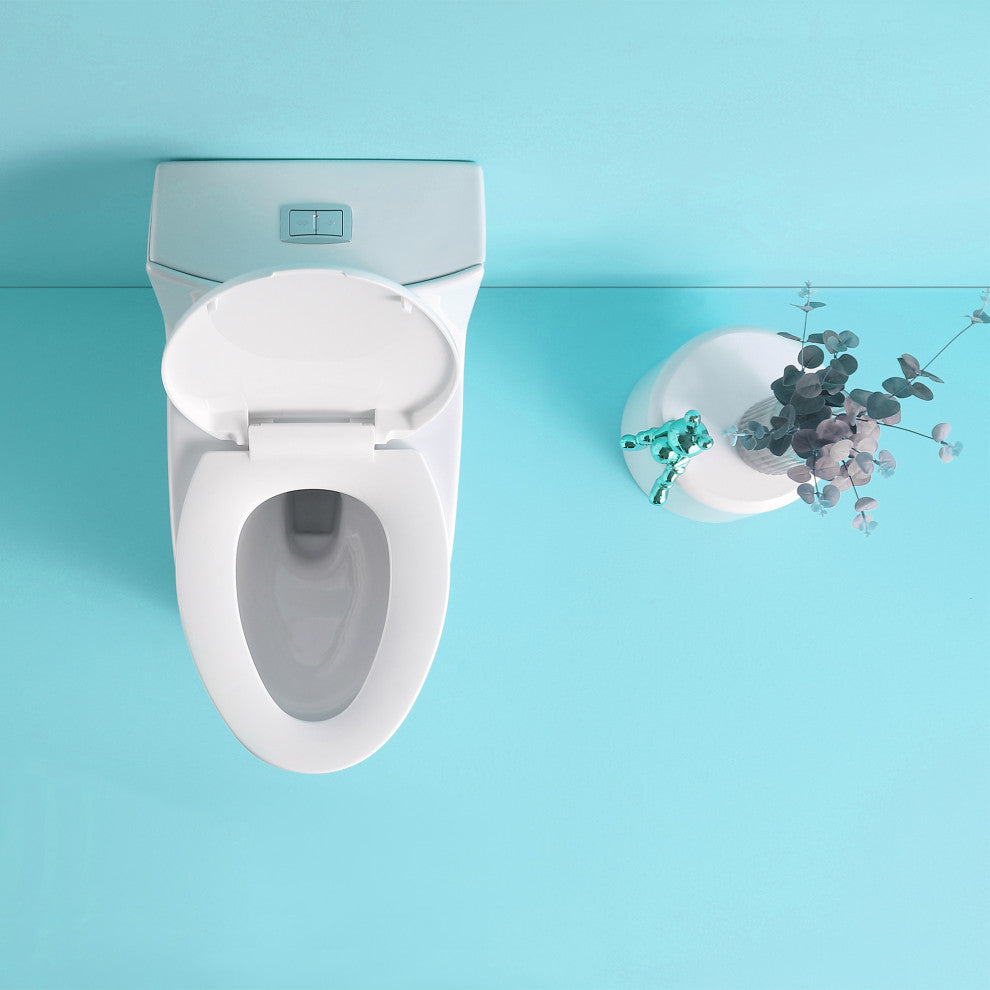 One-piece 1.1/1.6 GPF Dual Flush Elongated Toilet with Soft-Close Seat