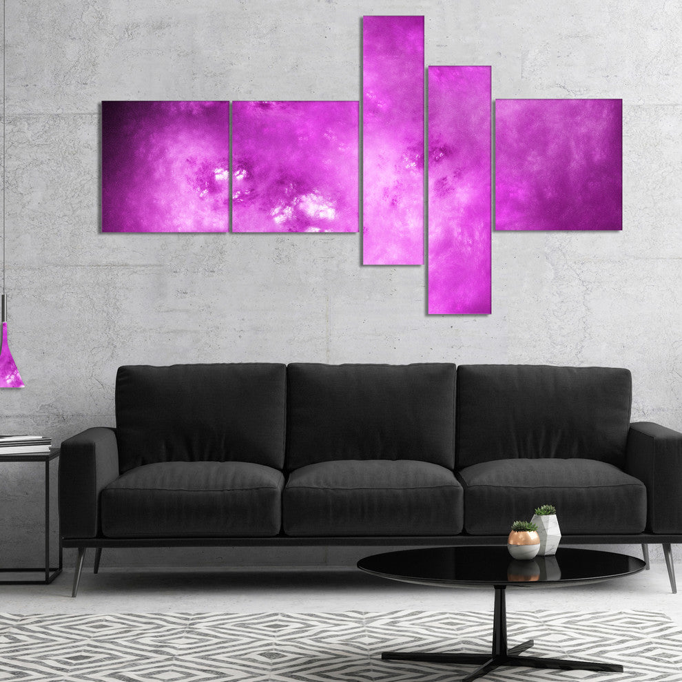 Bright Purple Sky with Stars, Abstract Canvas Art Print, 60"x32", 5 panels