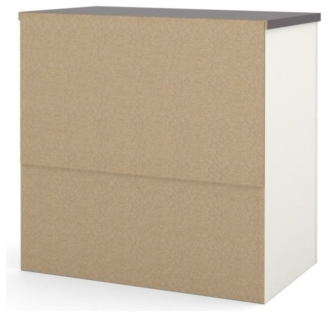 Bestar Connexion L-Shaped Workstation With Lateral File, Slate And Sandstone