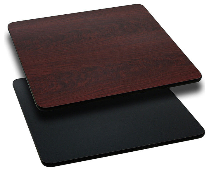 36'' Square Table Top with Black or Mahogany Reversible Laminate Top