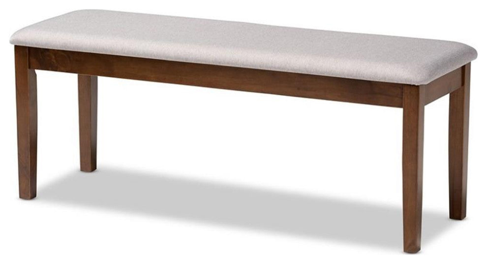 Baxton Studio Teresa Gray Fabric and Walnut Finished Wood Dining Bench