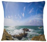 Distant Planet System from Cliffs Seashore Throw Pillow, 18"x18"