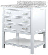 Affinity Bathroom Vanity With Carrara Marble Countertop, White, 31 in