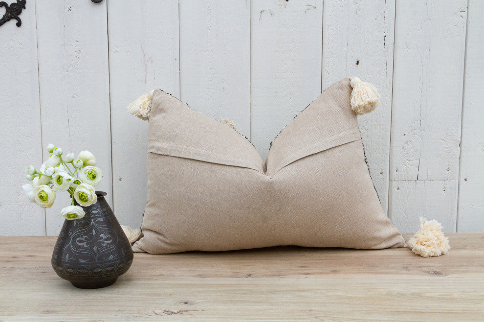 Metallic Gray Nomadic Moroccan Lumbar Pillow