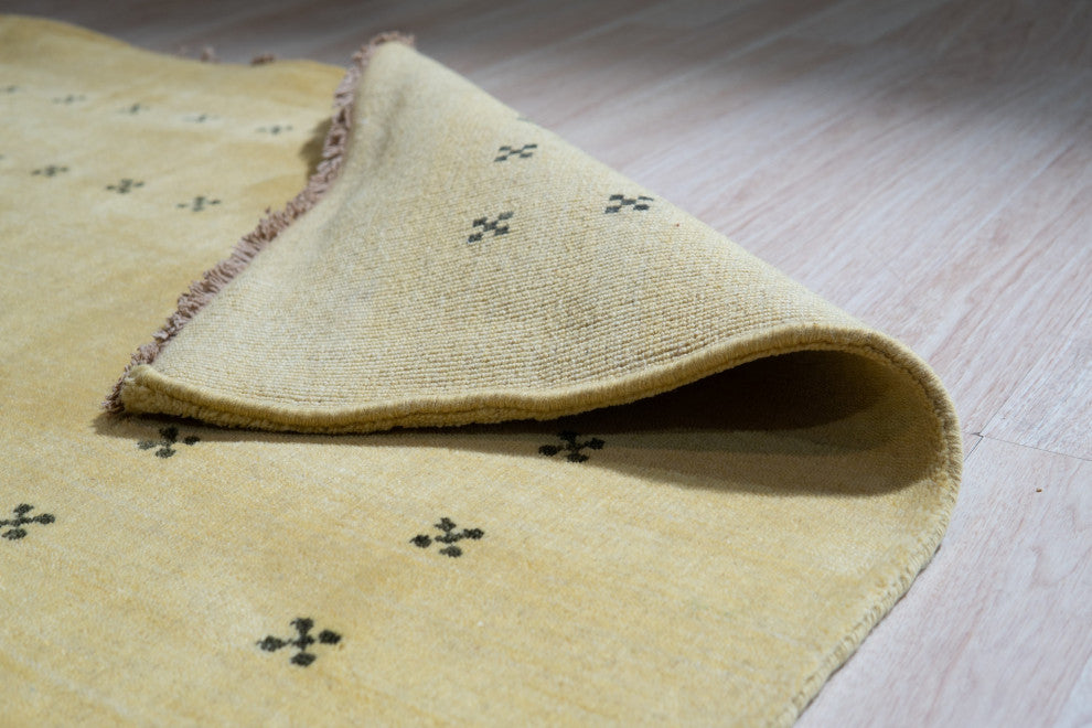 Handmade Wool Yellow Transitional Solid Lori Baft Rug, 8' X 10'