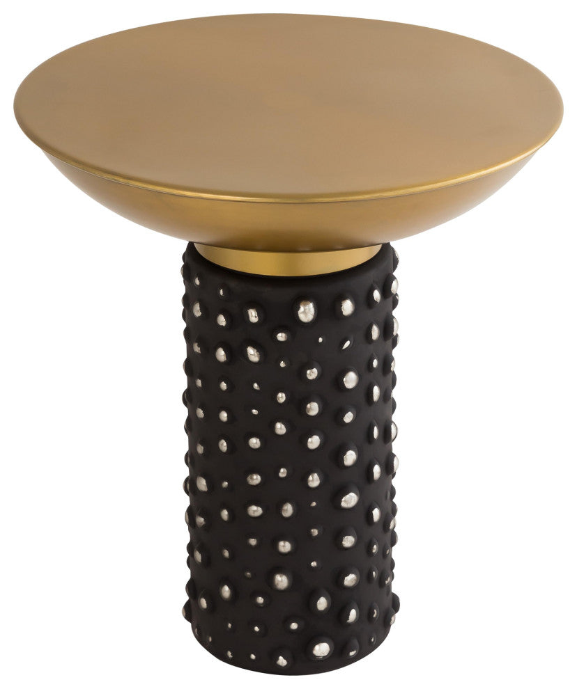 Blaze Glass/Brass Side Table - Antique Brass