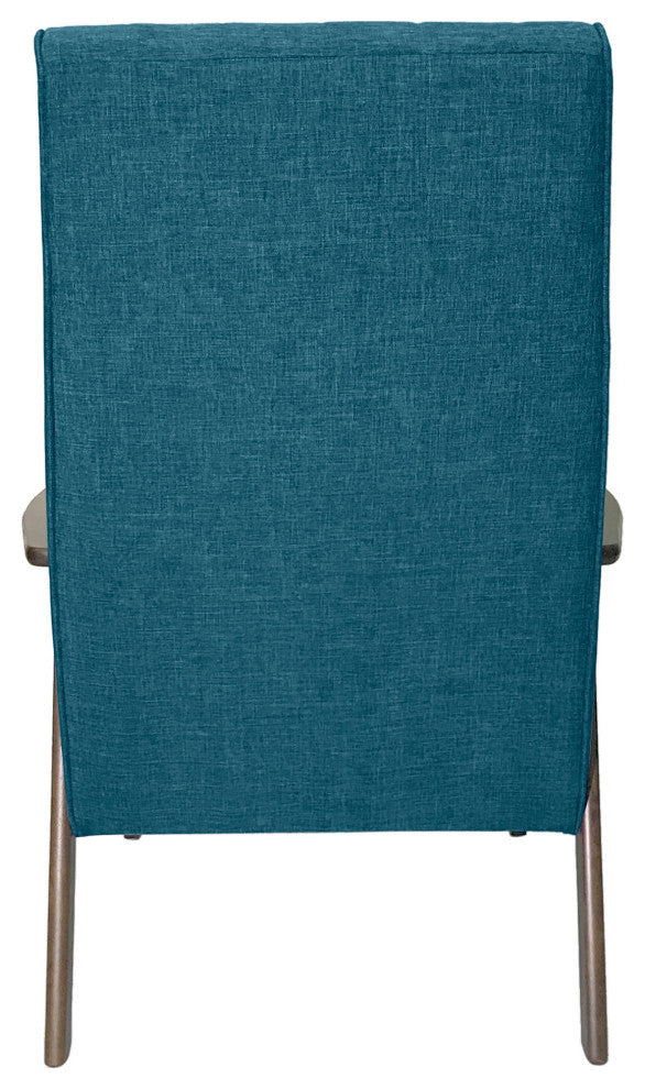 Katharine Mid Century Modern Upholstered Accent Chair, Blue and Walnut