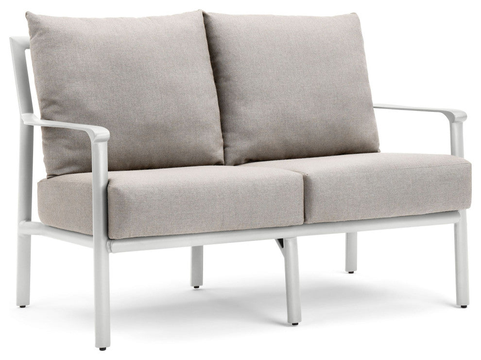 Aspen Cushion Outdoor Resort-Grade Loveseat, Light Gray