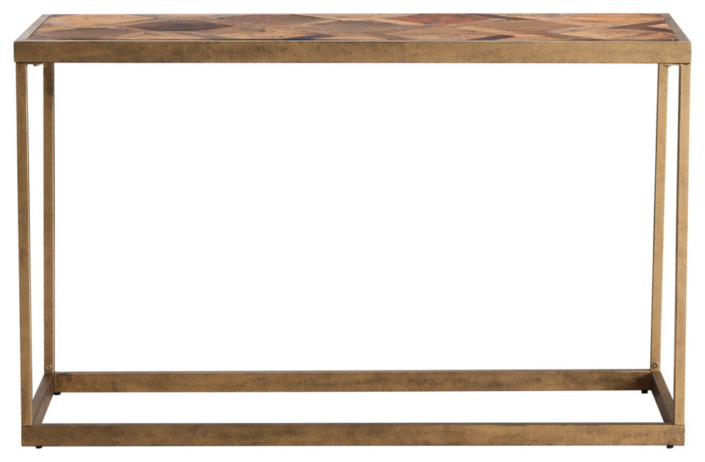 48" Natural Reclaimed Wood and Metal Frame Console Table