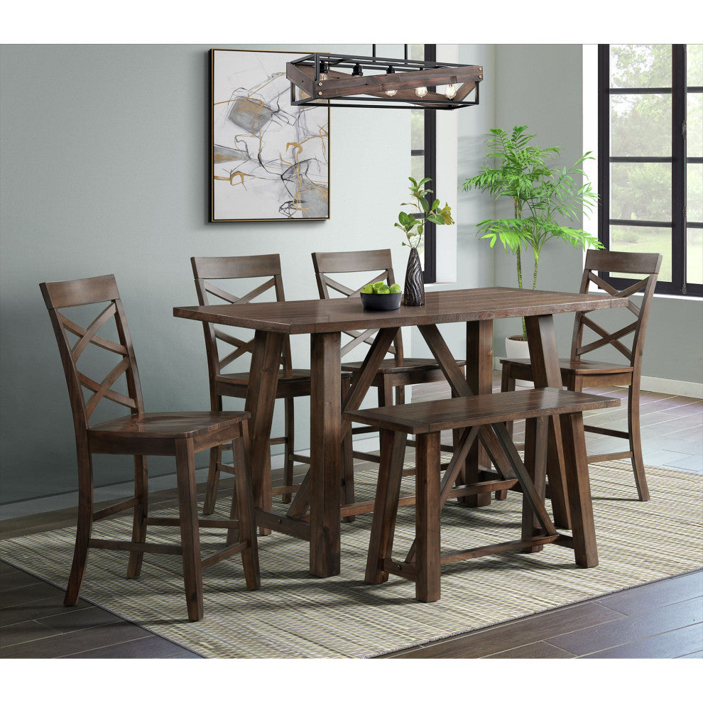 Picket House Furnishings Regan 6-Piece Counter Height Dining Set, Cherry