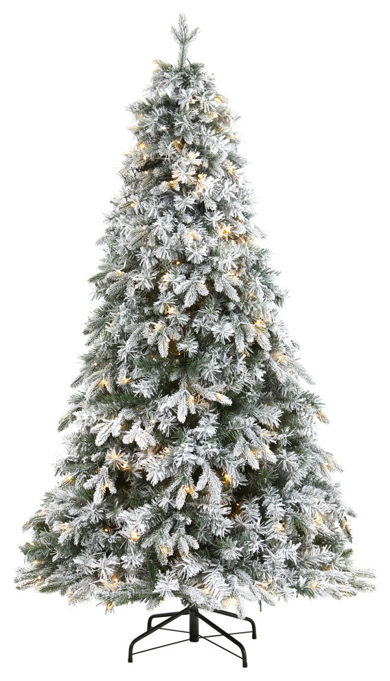 5' Flocked Vermont Mixed Pine Faux Christmas Tree With 150 Clear LED Lights