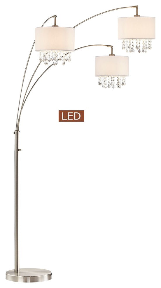 Lumiere IV LED Crystal Arched Floor Lamp, Dimmer, Brushed Nickel, 80"