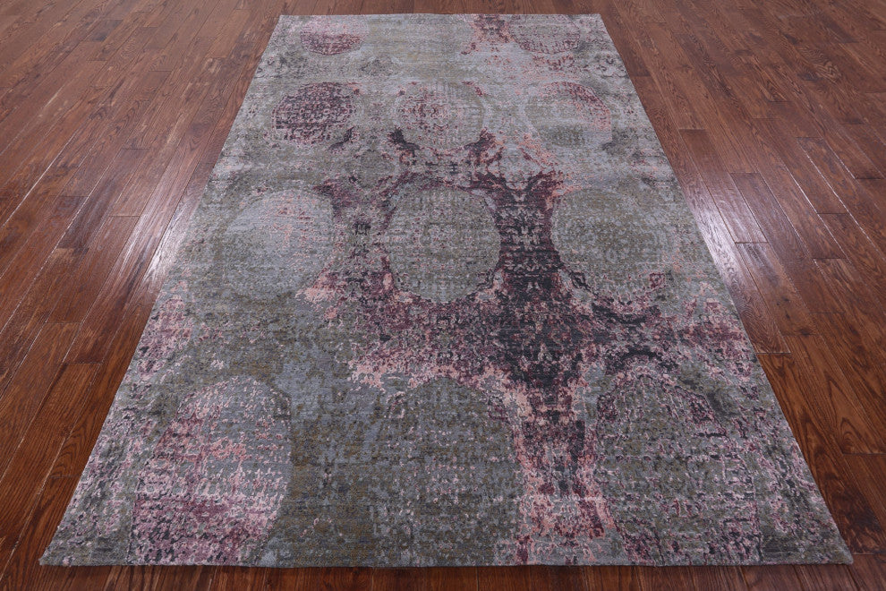 Wool & Silk Hand-Knotted Abstract Rug 6' 5" X 10' 0" - Q13089