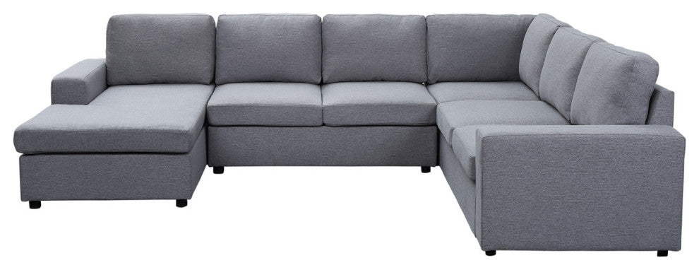 Warren Light Gray Linen 6 Seat Reversible Modular Sectional Sofa Chaise