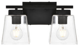 2 Light Black And Clear Bath Sconce