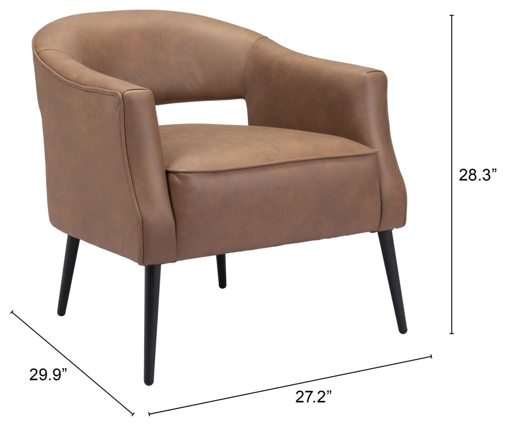 Accent Chair, Steel Metal, Vintage Brown, Black, Lounge Cafe Lobby Hospitality