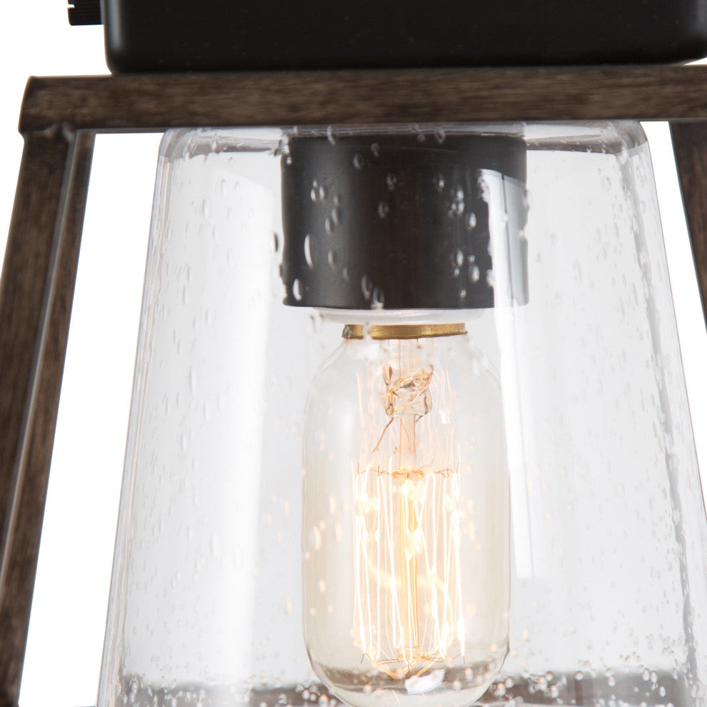 LNC Modern 1-Light Trapezoidal Flush Mount Light With Seeded Glass Shade