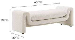 Waverly Boucle Fabric Bench, Ivory