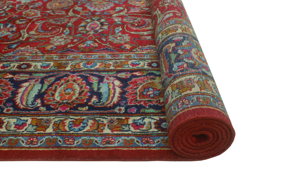 Fine Vintage Distressed Coby Red/Navy Rug, 9'6 x 13'4