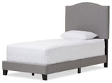 Benjamin Modern Gray Fabric Upholstered Twin Size Arched Bed With Nail Heads