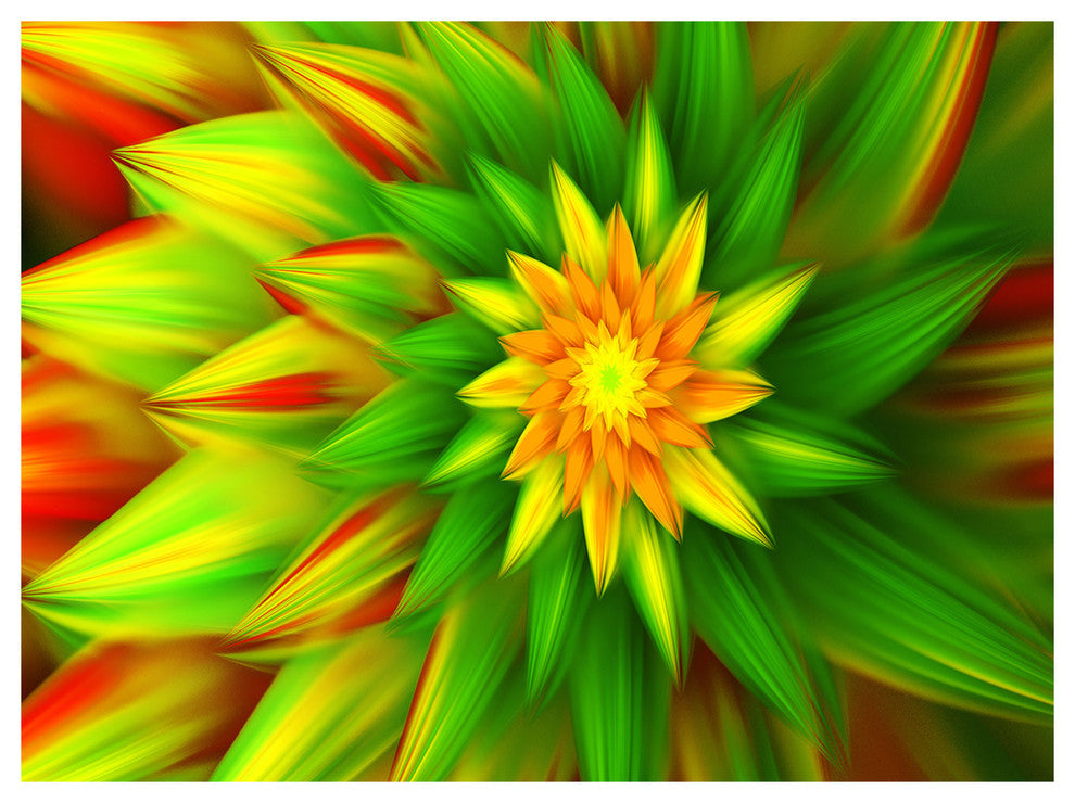 Amazing Dance of Green Petals, Floral Canvas Art Print, 40"x30"