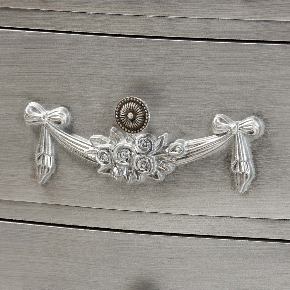 Callen Classic and Traditional Brushed Silver Finished Wood 5-Drawer Chest