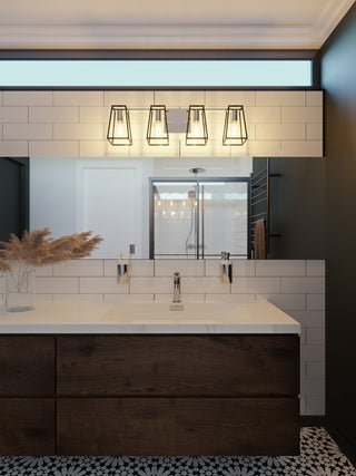 Lynn - 4-Light Vanity - Black & Chrome Finish