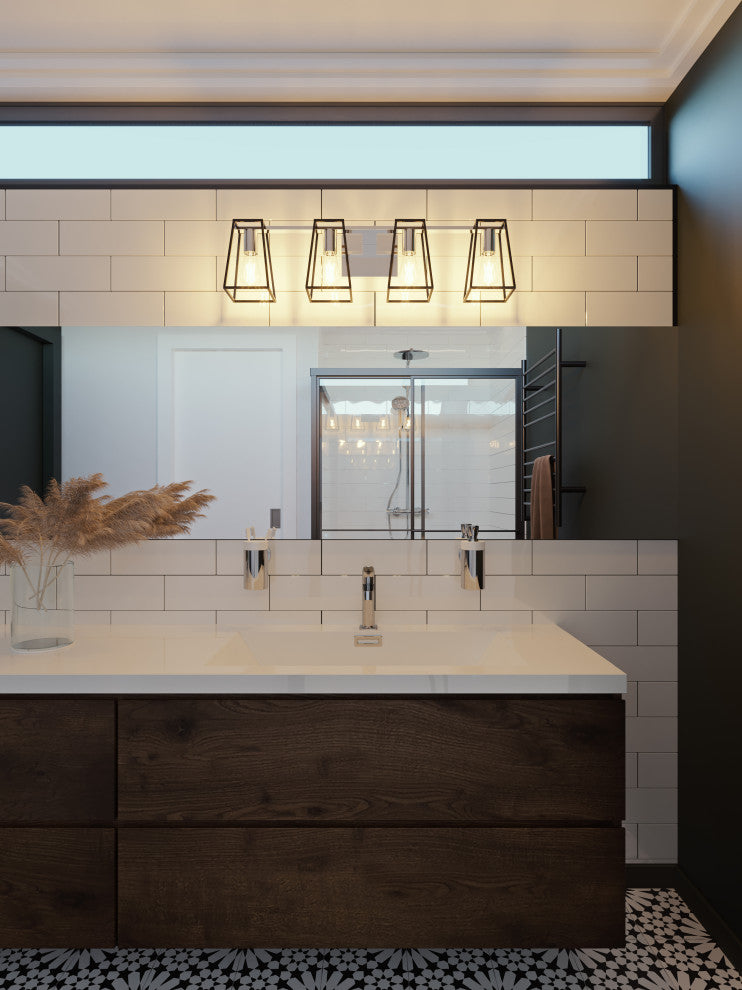 Lynn - 4-Light Vanity - Black & Chrome Finish