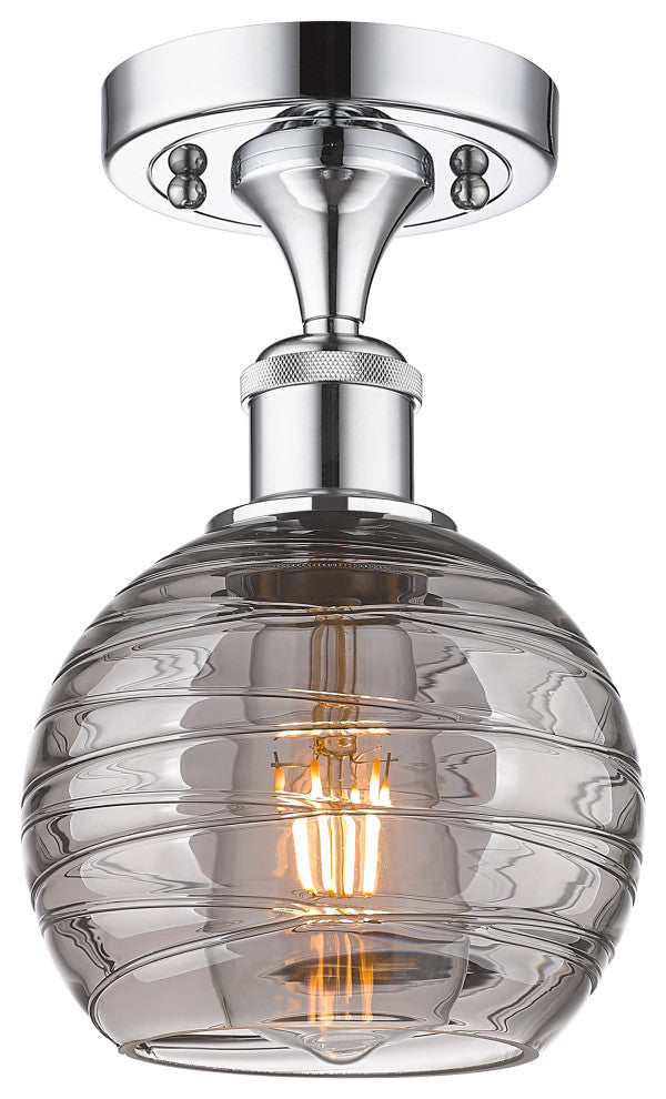 Deco Swirl 1-Light 6" Semi-Flush Mount Polished Chrome