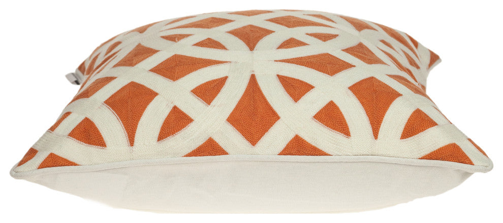 HomeRoots 20" x 7" x 20" Transitional Orange Pillow Cover With Poly Insert
