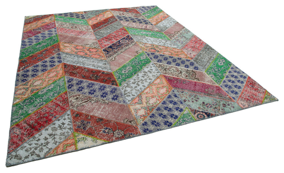 Rug N Carpet - Hand-Knotted Turkish 8' 2" x 10' 2" Contemporary Patchwork Rug