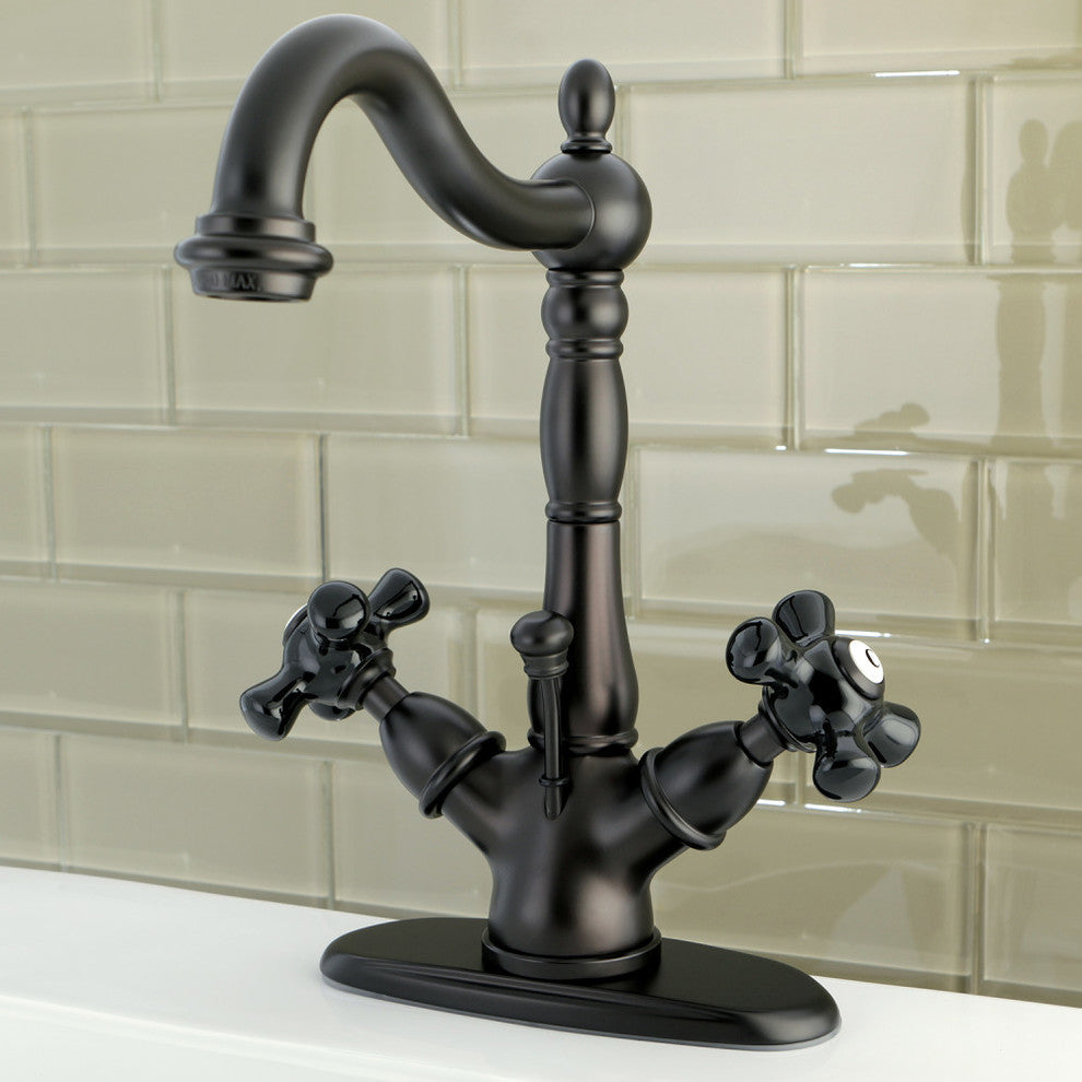 Kingston Brass Two-Handle Bathroom Faucet With Brass Pop-Up, Oil Rubbed Bronze