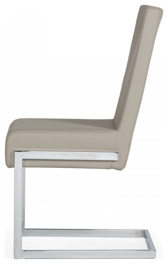 Set of Two Gray Silver Modern Dining Chairs