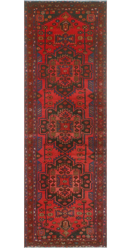 Fine Vintage Distressed Kenriek Rust/Charcoal Runner, 3'3x9'10