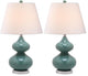 Eva Double Gourd Glass Lamps, Set of 2, Marine Blue