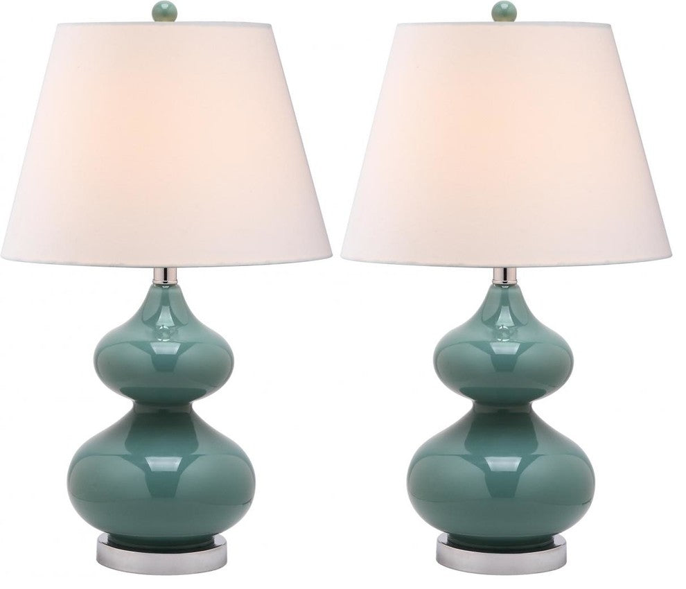 Eva Double Gourd Glass Lamps, Set of 2, Marine Blue