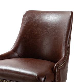 Upholstered Swivel Task Chair With Nailhead Trim, Brown