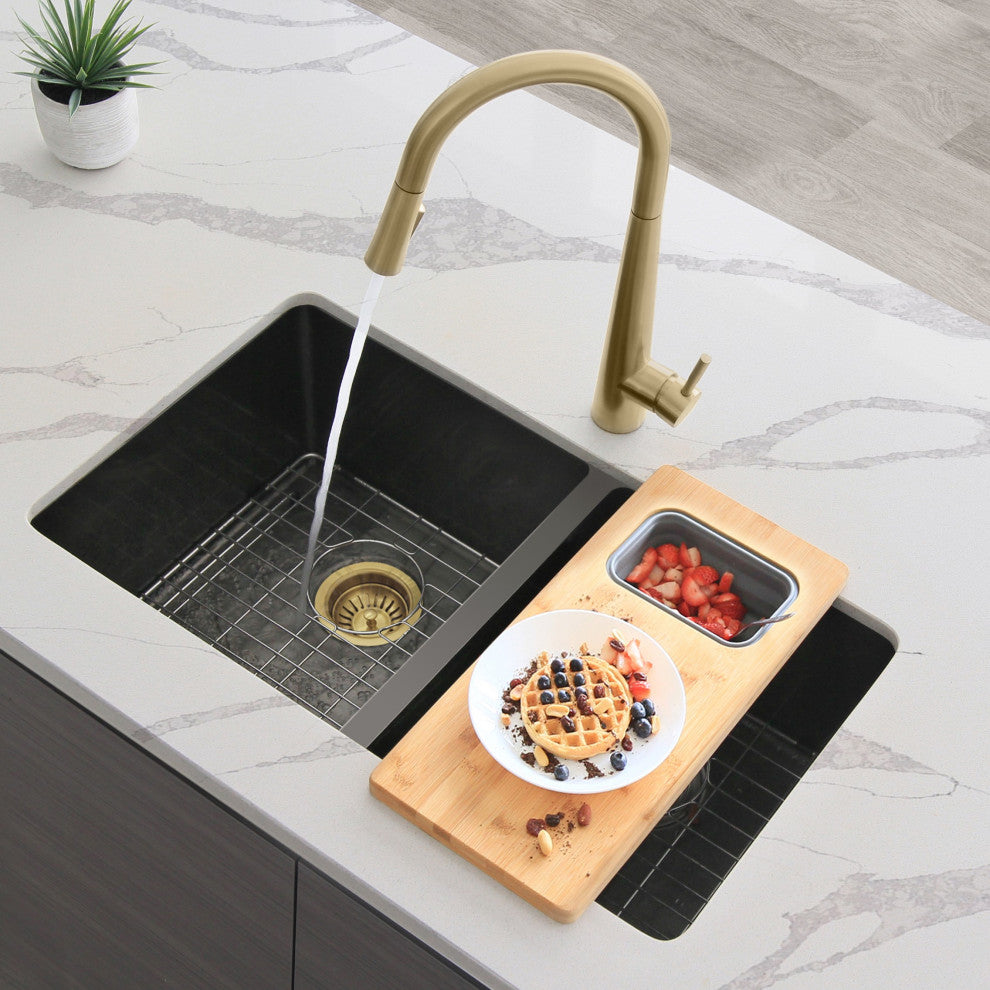 STYLISH 3.5" Brushed Gold Stainless Steel Kitchen Sink Strainer
