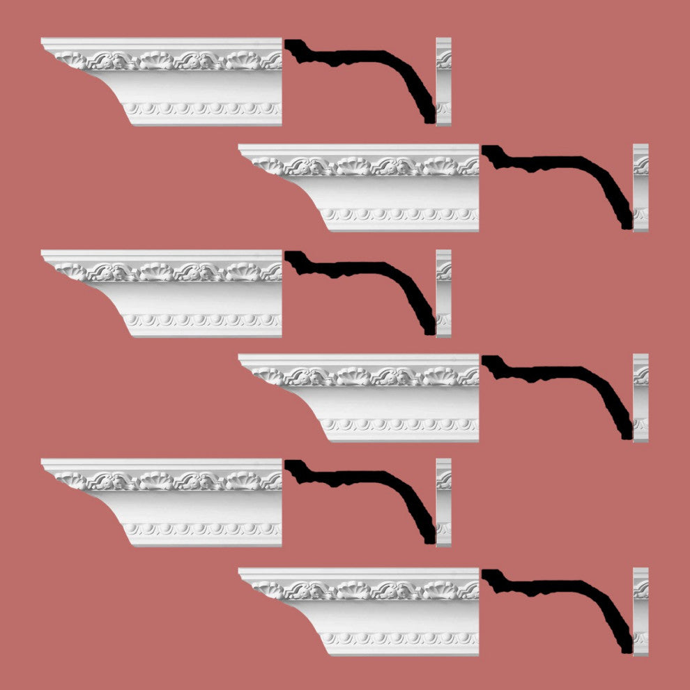 6Pcs White Urethane Ornate Cornice Giovane Design Renovators Supply