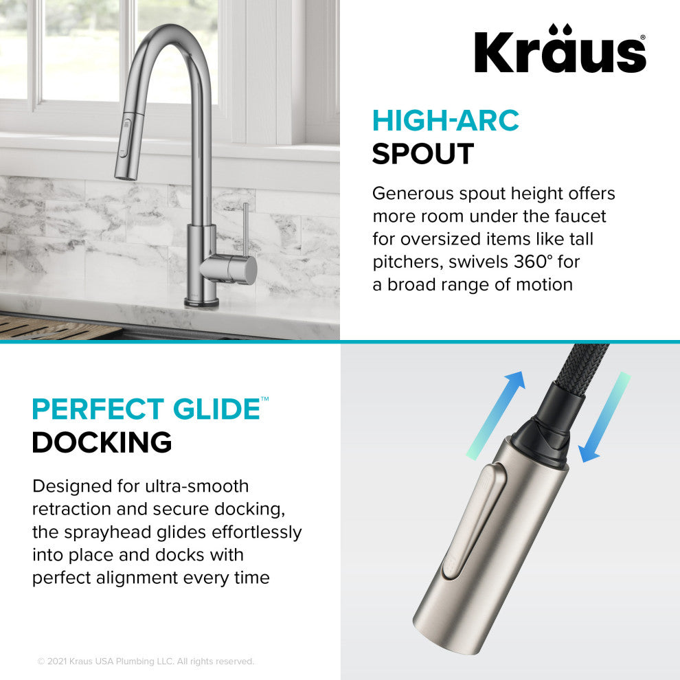 Oletto Pull-Down 1-Hole Kitchen Faucet, Chrome, Model Ktf-3104ch
