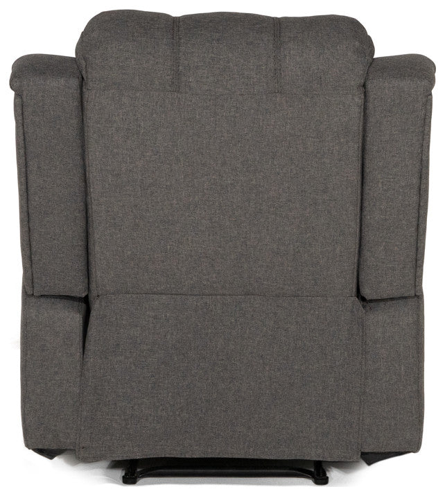 Classic Overstuffed Recliner Chair, Linen Upholstery, Dark Gray